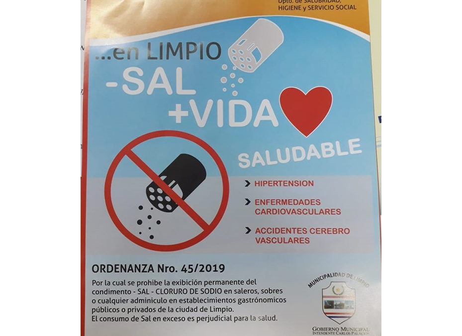 Desde hoy, se prohíben los saleros en la mesa en la ciudad de Limpio