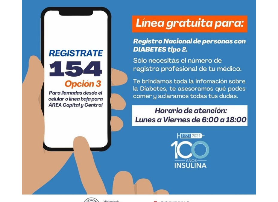 Desde el 154 realizan registro de personas con diabetes tipo 2