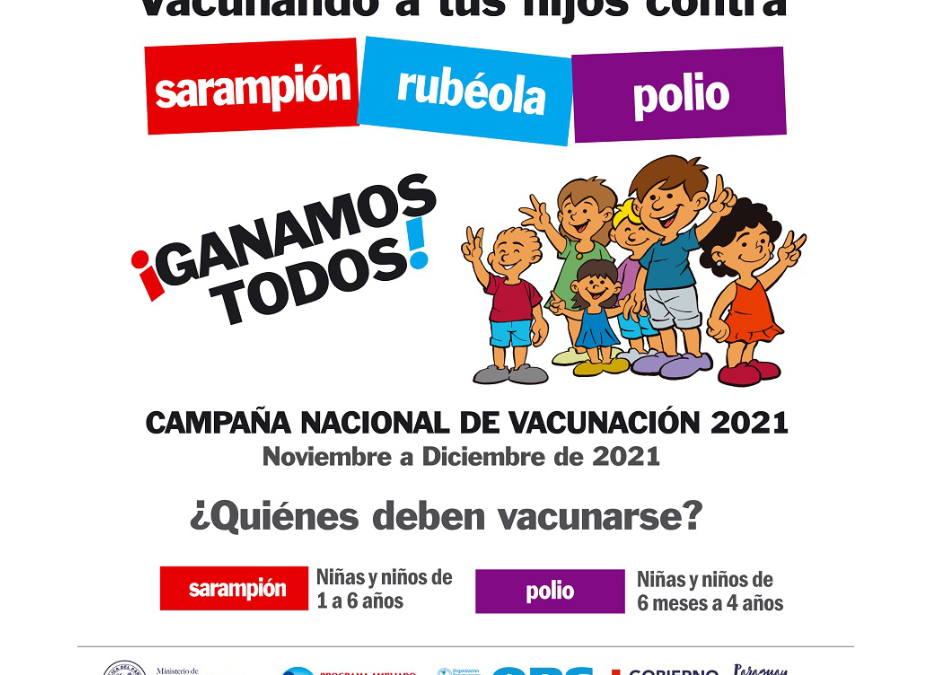 Inicia campaña nacional de vacunación contra el sarampión, la poliomielitis y rubéola