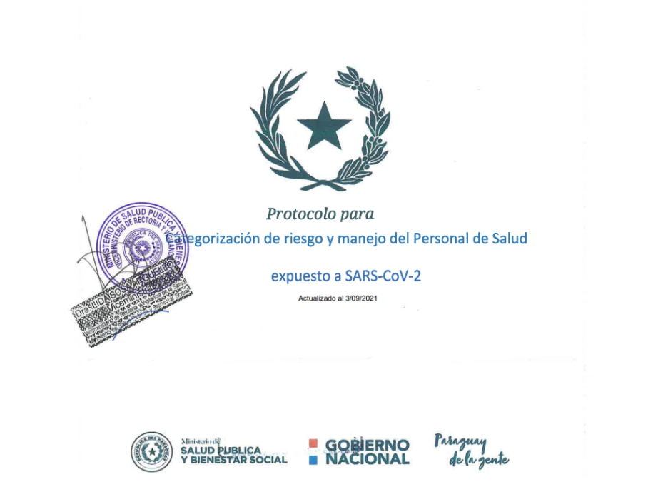 Sigue vigente protocolo para categorización de riesgo y manejo del personal de salud expuesto a SARS-CoV2