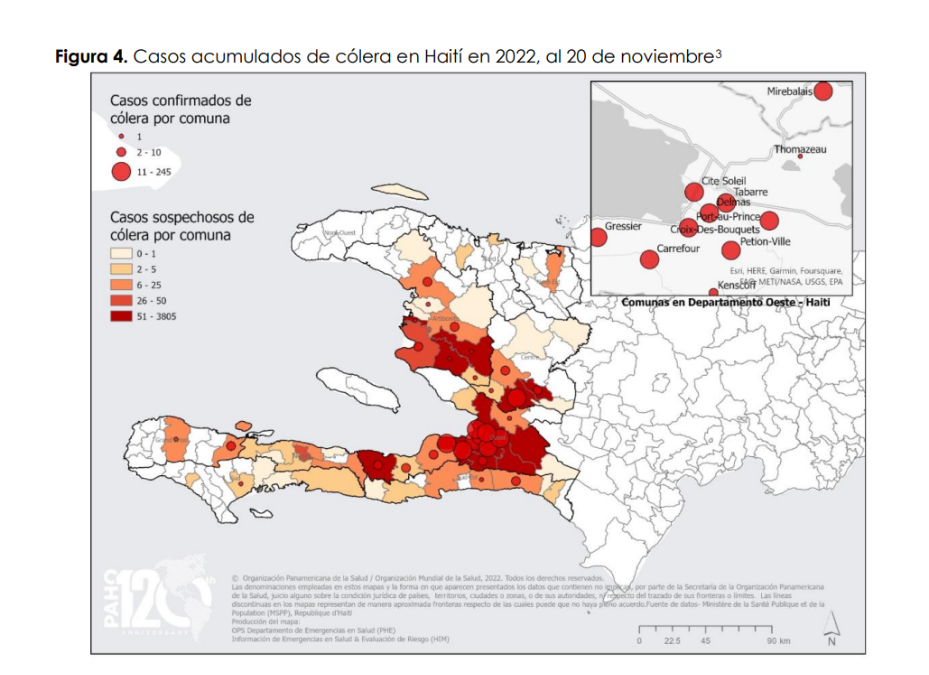 Brote de cólera en Haití