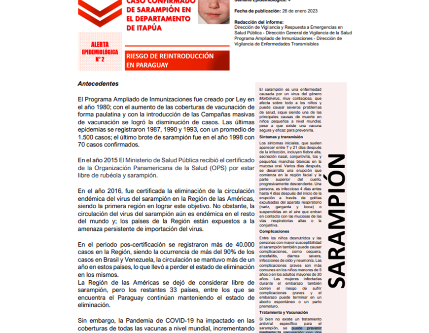 Se activa alerta por sarampión