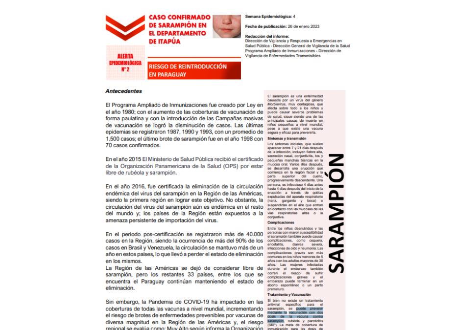 Se activa alerta por sarampión