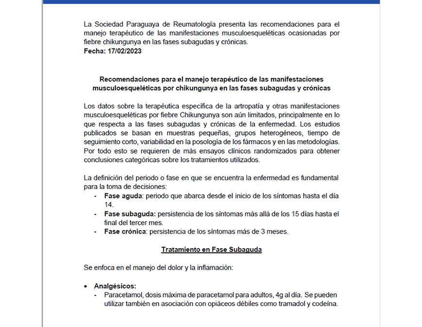 Manejo clínico del chikungunya