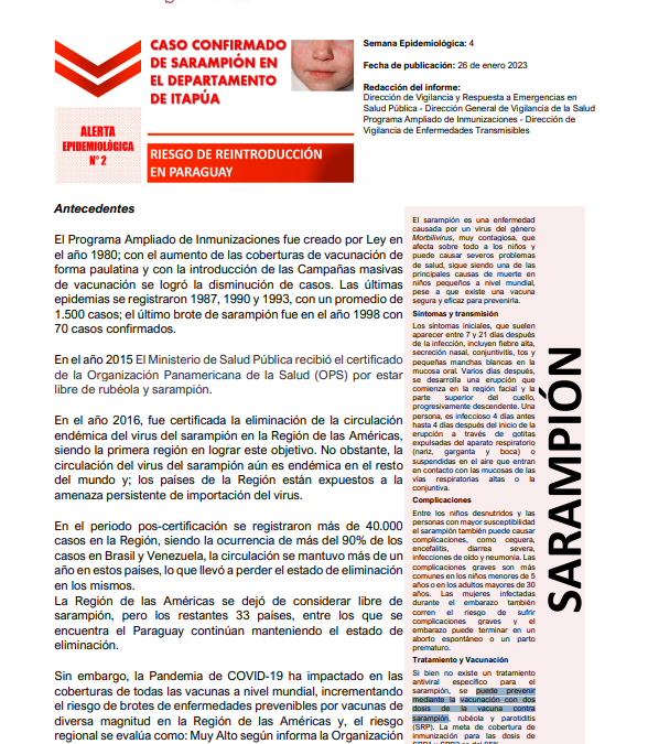 Se activa alerta por sarampión