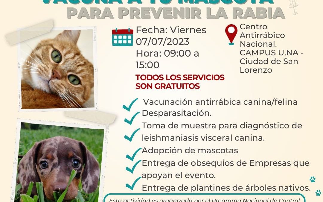 AutoCan: este viernes, vacunación antirrábica gratuita para canes y felinos en San Lorenzo