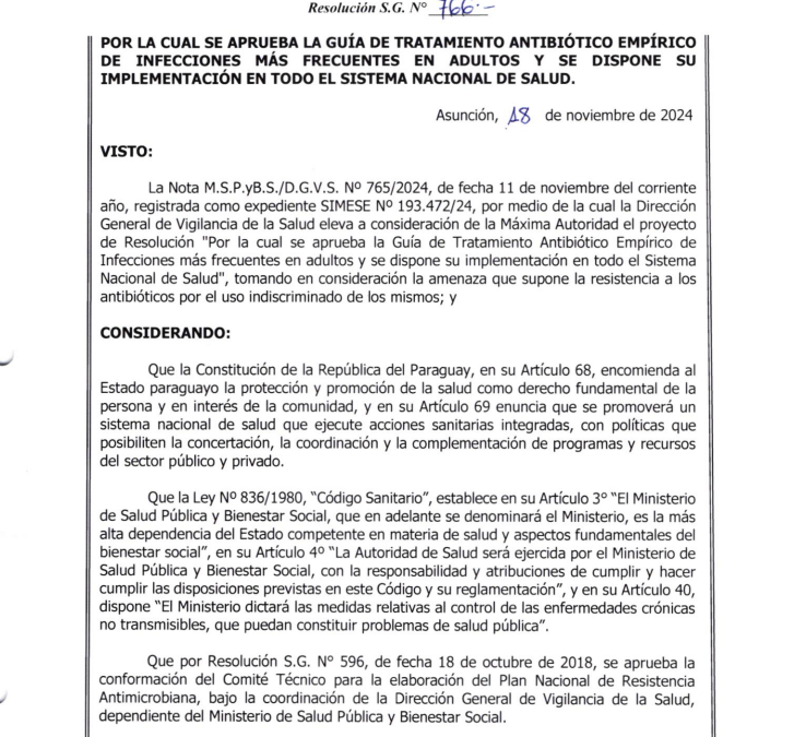 Ministerio de Salud aprueba guía de tratamiento antibiótico empírico en adultos