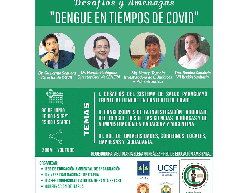 «Desafíos del dengue en tiempos de COVID-19» será expuesto en conversatorio virtual