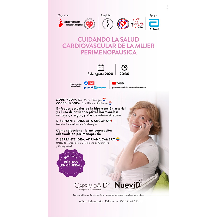 Salud cardiovascular de la mujer perimenopáusica será expuesto en conferencia online – 31-07-2020