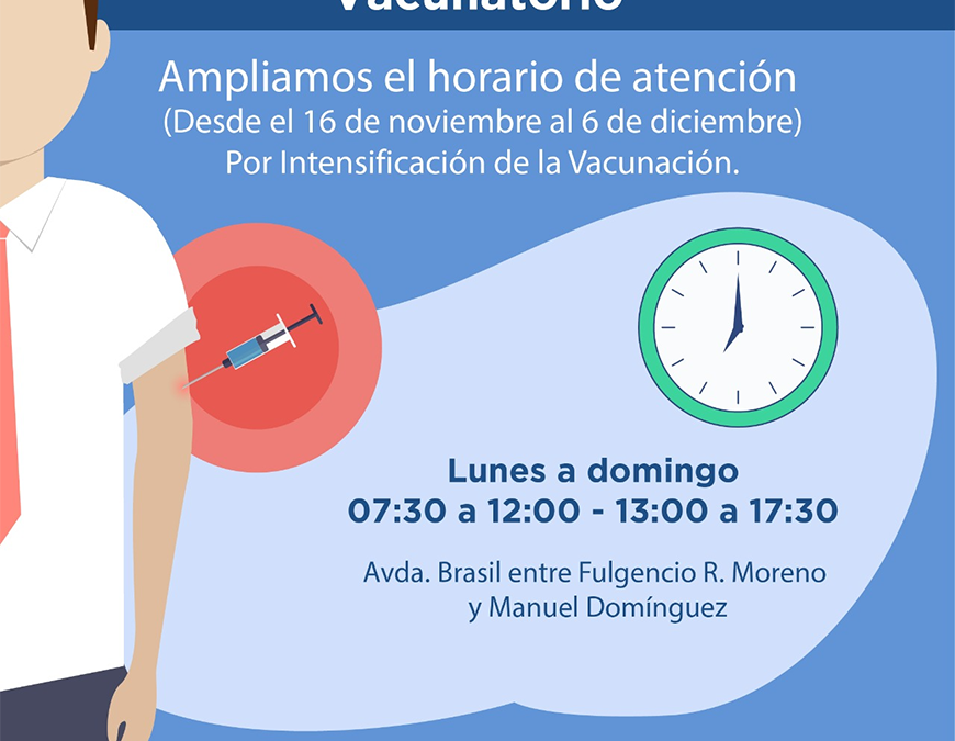 Vacunatorio de Capital amplía horario de atención desde este lunes