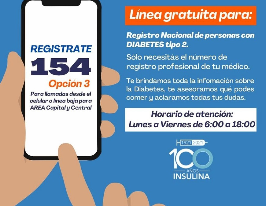 Desde el 154 realizan registro de personas con diabetes tipo 2