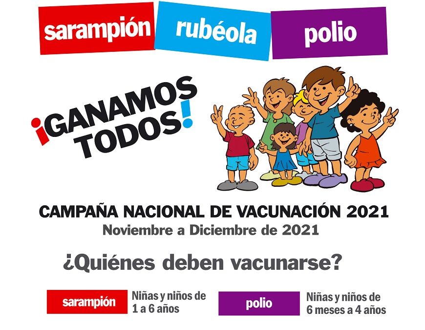 Inicia campaña nacional de vacunación contra el sarampión, la poliomielitis y rubéola