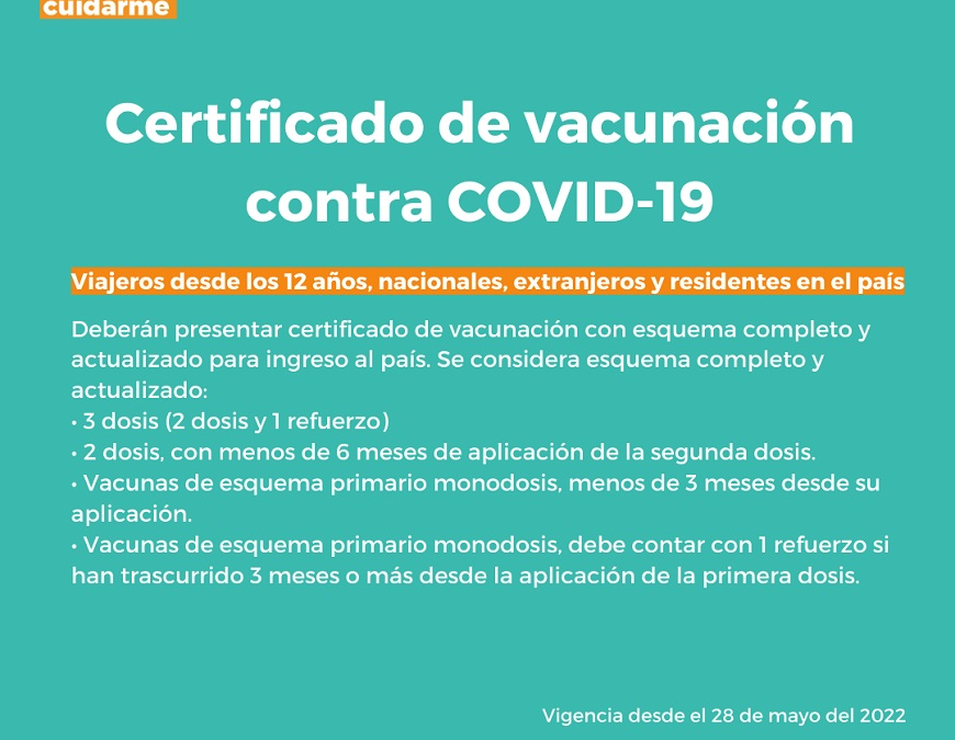 Para ingreso al país, se exigirá esquema completo de vacunación contra COVID-19 o test negativo