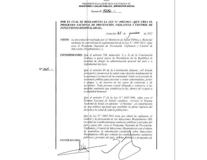 Se reglamenta ley de creación del Programa de prevención y control de infecciones hospitalarias